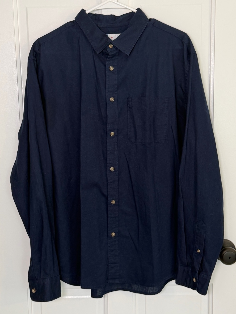 Old Navy Men’s XL Navy Linen Blend Everyday Shirt Long Sleeve Button Down